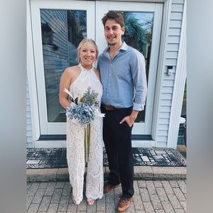 White Lace Halter Jumpsuit